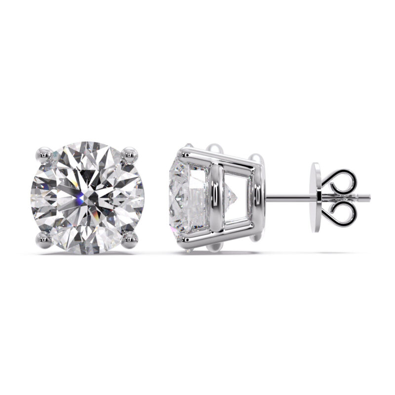 Pushback Setting on White Gold Studs